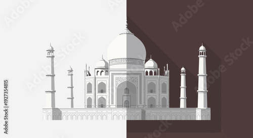 flat vector illustration  tajmahal mosque