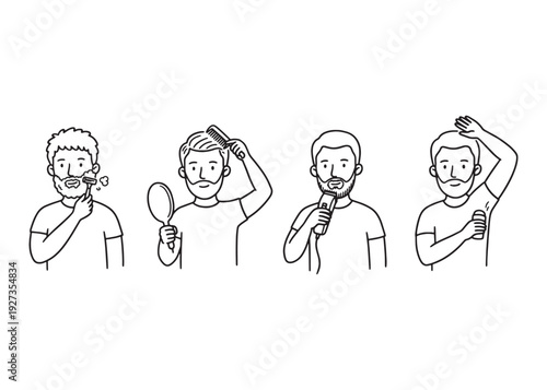 Man grooming routine step by step for healthy skin and beard care