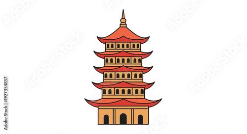 minimal vector Pagoda Tower Illustration