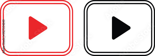 Play button icons for video platforms in red and black