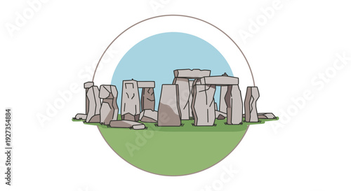 minimal vector flat color Illustration of Stonehenge