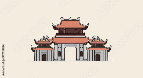 flat vector Traditional Asian Gate illustration