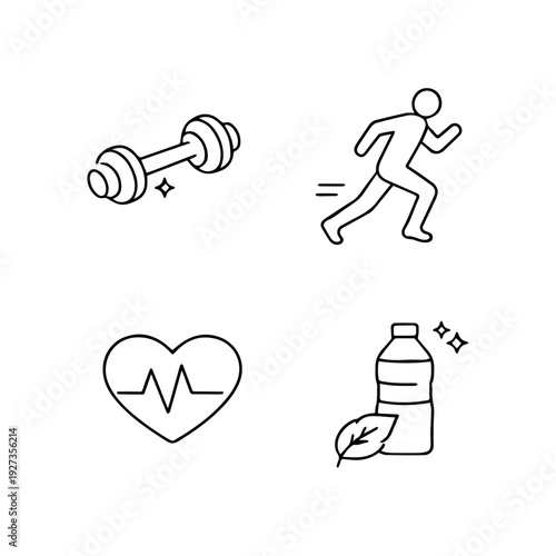 Fitness line icon set vector 
Vector set of icons on a white background