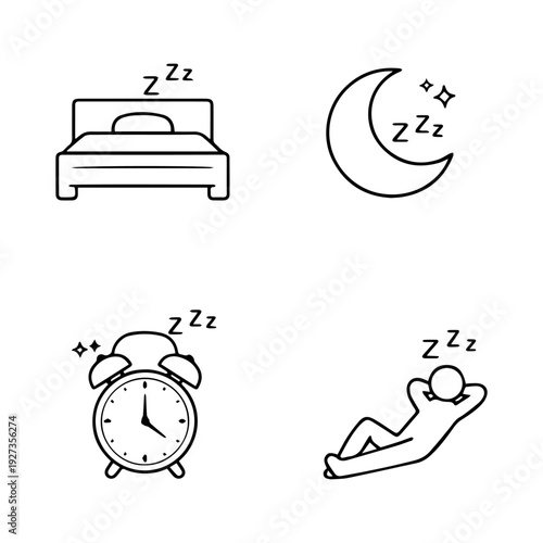 Dream line icon set vector 
Vector set of icons on a white background