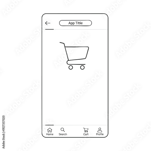 Mobile Shopping App Interface with Cart Icon for E commerce