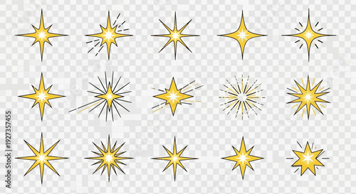 Golden Starbursts and Sparkles Collection: Festive and Bright Light Effects