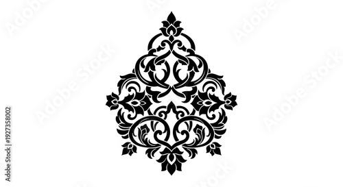 Black Ornate Floral Design Element.