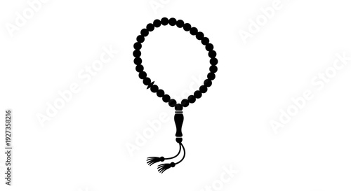 Black Prayer Beads on White Background 2.