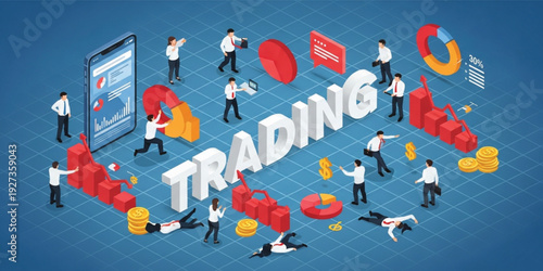 Trading Investment Risk and Loss Concept with Falling Charts, Financial Crisis and Business Analysis Illustration for Stock Market, Economy and Fintech Design