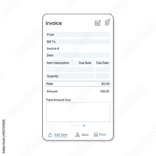 Digital Mobile Invoice Screen Showing Financial Document on Smartphone
