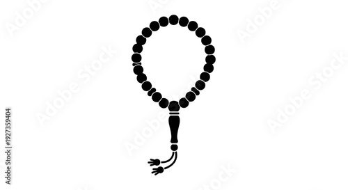 Black Prayer Beads on White Background 7.