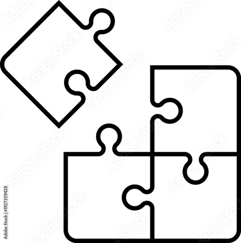 シンプルな4ピースのジグソーパズル