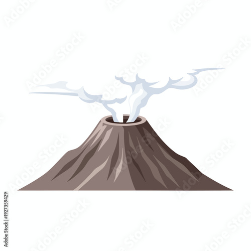 Illustration of a Volcanic Eruption with Smoke and Lava Flow