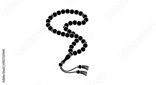 Black Prayer Beads on White Background 10.