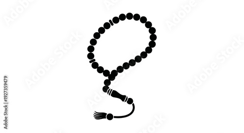 Black Prayer Beads on White Background 14.