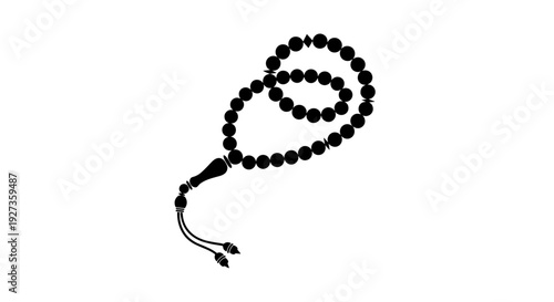 Black Prayer Beads on White Background 16.