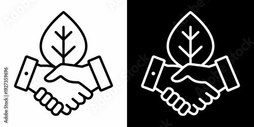 Green Partnership White Icon Set Design