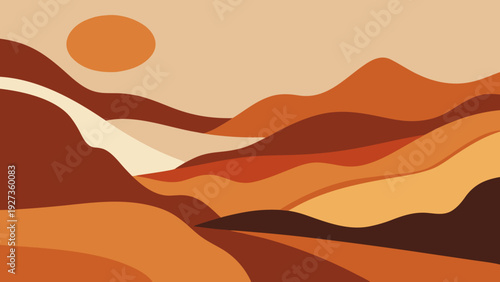 Warm earth-tone abstract inspired by desert landscapes. Clean vector composition ideal for printable posters, Scandinavian interiors, and modern home decor.