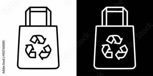 Reusable Bag White Icon Set Design