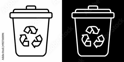 Recycling Bin White Icon Set Design