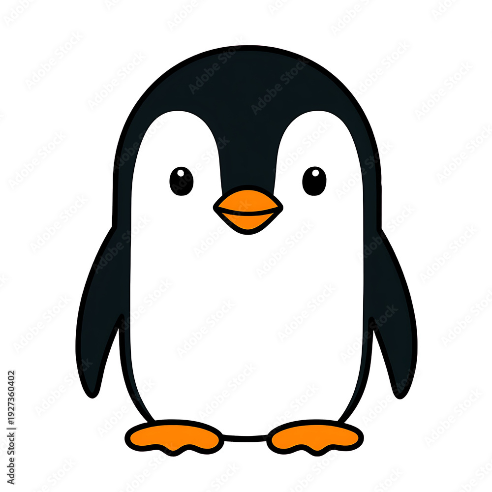 Obraz premium Cute Cartoon Penguin Character on Black Background