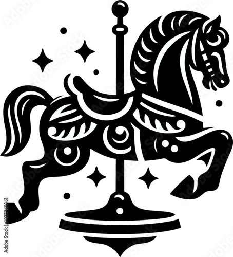 Vintage Carousel Horse Silhou...