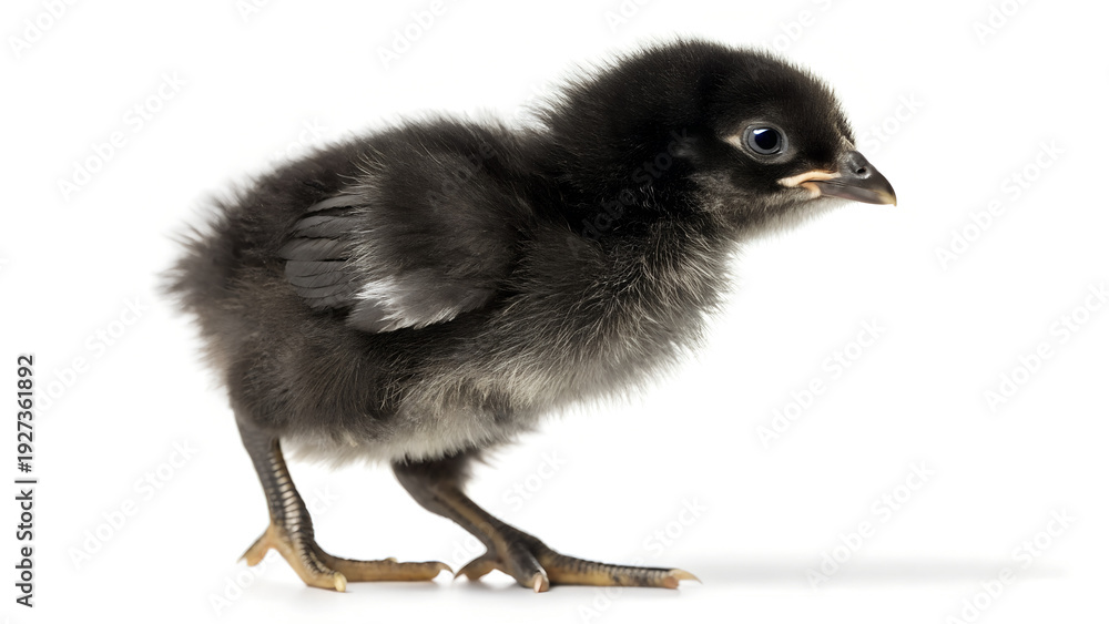 Fototapeta premium Black Chick small on isolated white background