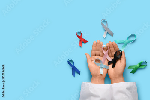 Doctor's hands with differe...