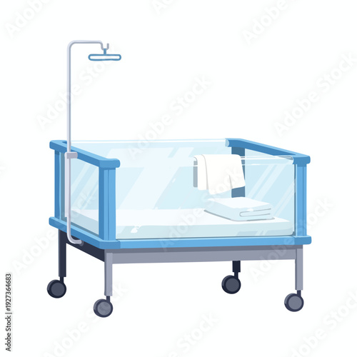 Modern Baby Crib with Wheels and Adjustable Lighting