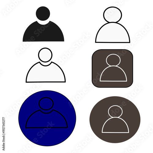 Six unique human symbols isolated on white, perfect for UI and user experience design