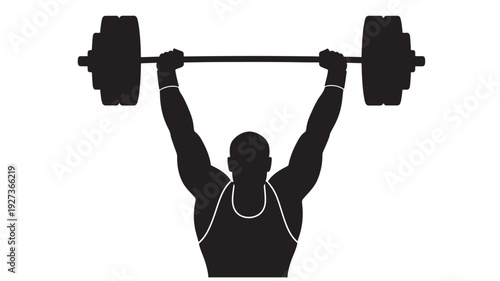 Weightlifter Silhouette in Powerful Pose with Dramatic Lighting on for Fitness Inspiration Transparent Background