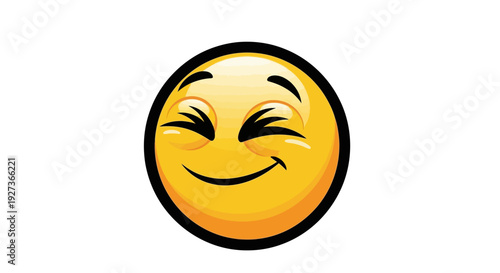 Joyful smiley face emoji with closed eyes and a wide smile, conveying happiness and delight.
