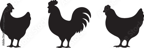 Transparent Rooster and Hen Silhouette EPS
