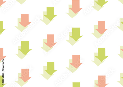 【背景透過】ピンクと黄緑の下向きの矢印が規則正しく並んでいるデザイン
