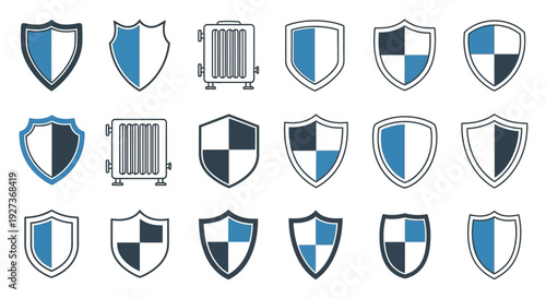 Shield Icons Set: Security, Protection, Safety, Guarantee, Defense, Trust, Emblem