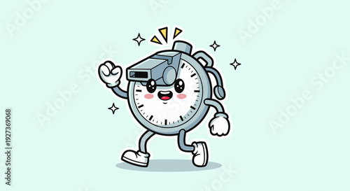 Cute Anthropomorphic Alarm Clock in Motion Character Illustration.