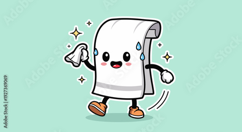 Cute Anthropomorphic Tissue Character Dancing Cheerfully.