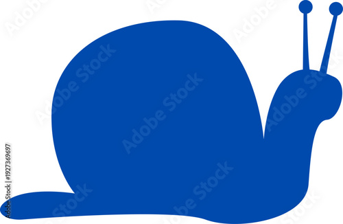 Silhouette Vector of snail on white background. Black silhouette snail with white outline shell moving slowly. 