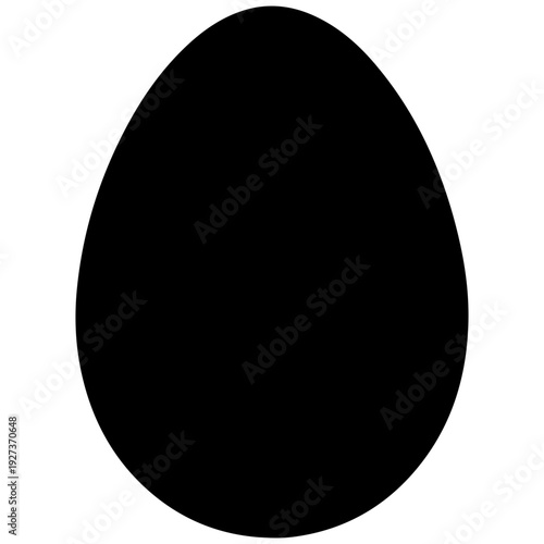 Black Egg Silhouette Icon, Simple Oval Shape, Isolated on White Background, Minimalist Design
