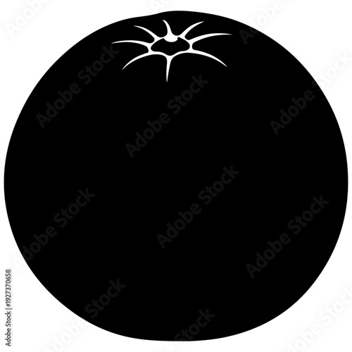 Black Silhouette of a Blueberry Fruit with Stems, Simple Vector Icon, Isolated
