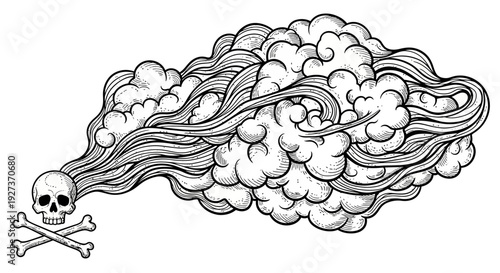 Skull and Crossbones Smoke Cloud Danger Symbol