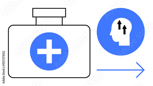 Healthcare concept. Healthcare with a first aid kit and mental well-being symbol growth and improvement. Healthcare s physical and mental care. For medical apps, mental health awareness, wellness