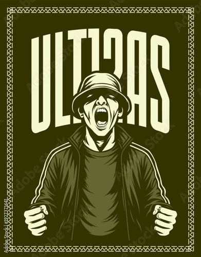 vector illustration of an ultras hooligan football fans vector design