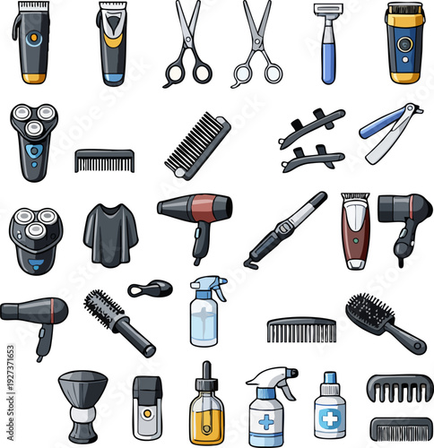 Barber Shop Tools Icons.
