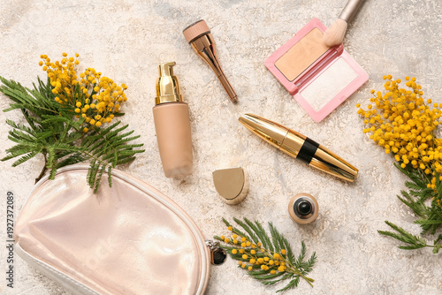 Different makeup products w...