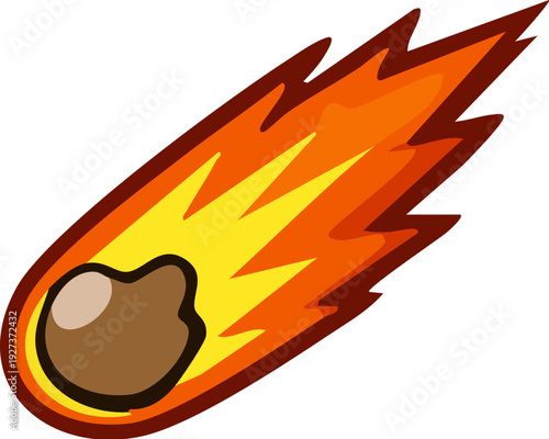 Burning Meteorite in Space.