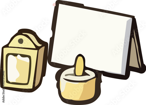 Candle Holder and Sign.