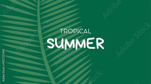 Tropical summer background with tropical leaves, flower and fruits. Modern minimalist summer design

