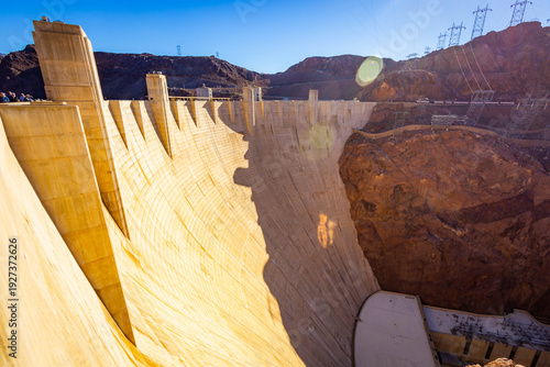 Hoover Dam Panoramic Close Up Sunny Day