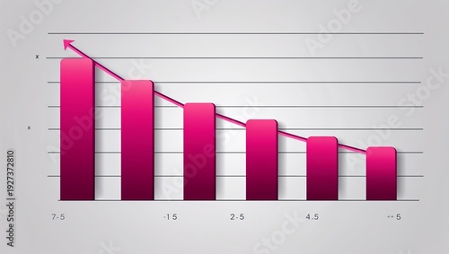 A sleek graph showcases a descending trend line with bar representation.